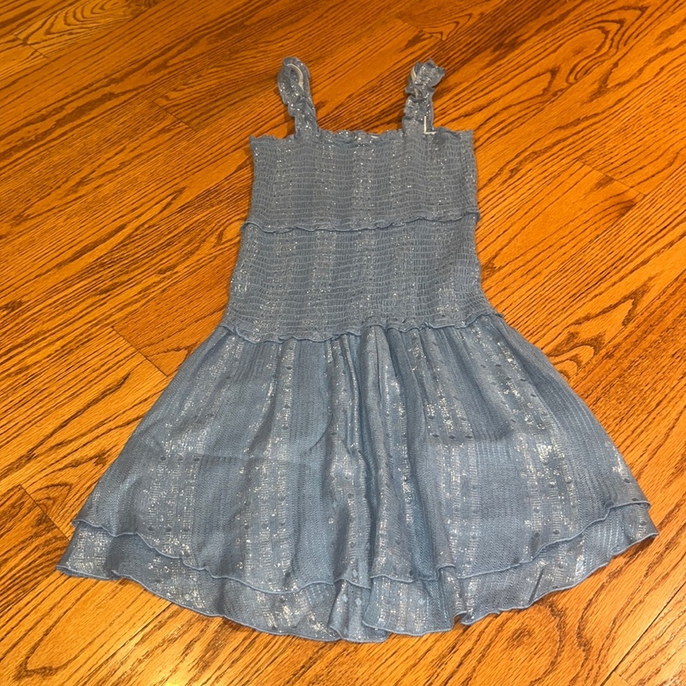 Woman’s Blue Sparkle Ruffle Dress